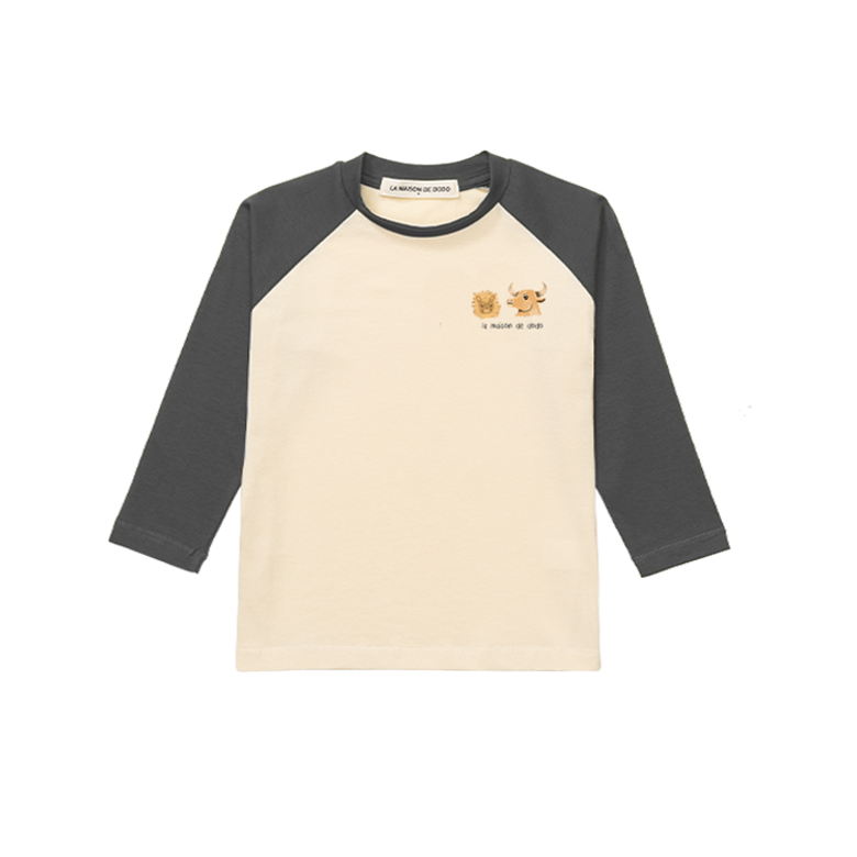 Reglan Block T Shirt with Leo & Taurus ( Ivory/Charcoal )_긴팔티셔츠