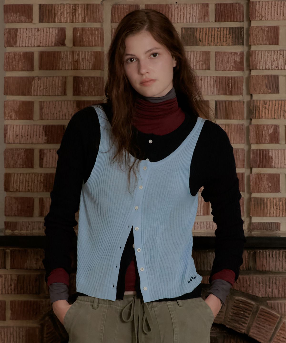 스튜디오앤파르크(STUDIO&PARC) Layered Contrast Singlet Knit_Blue