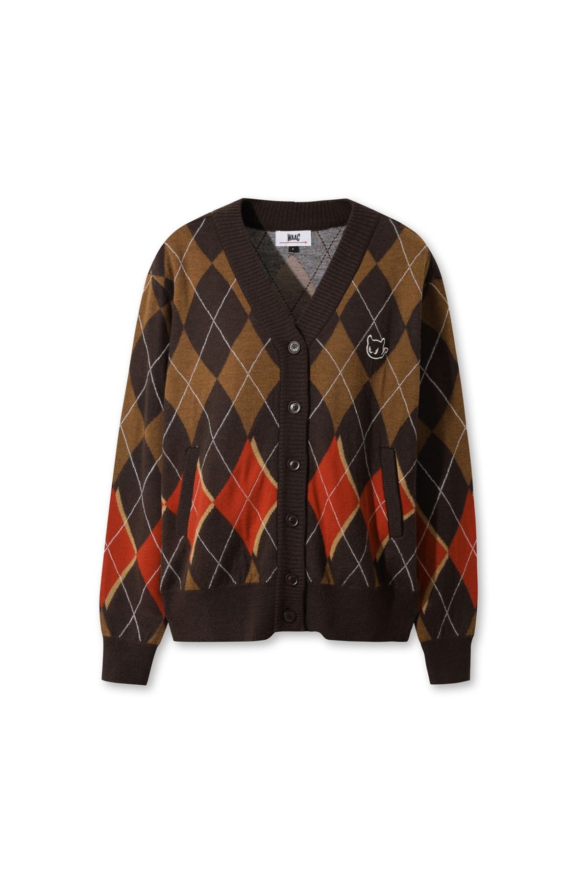 왁(WAAC) Women Argyle Knit Cardigan WWWAW25708BRX