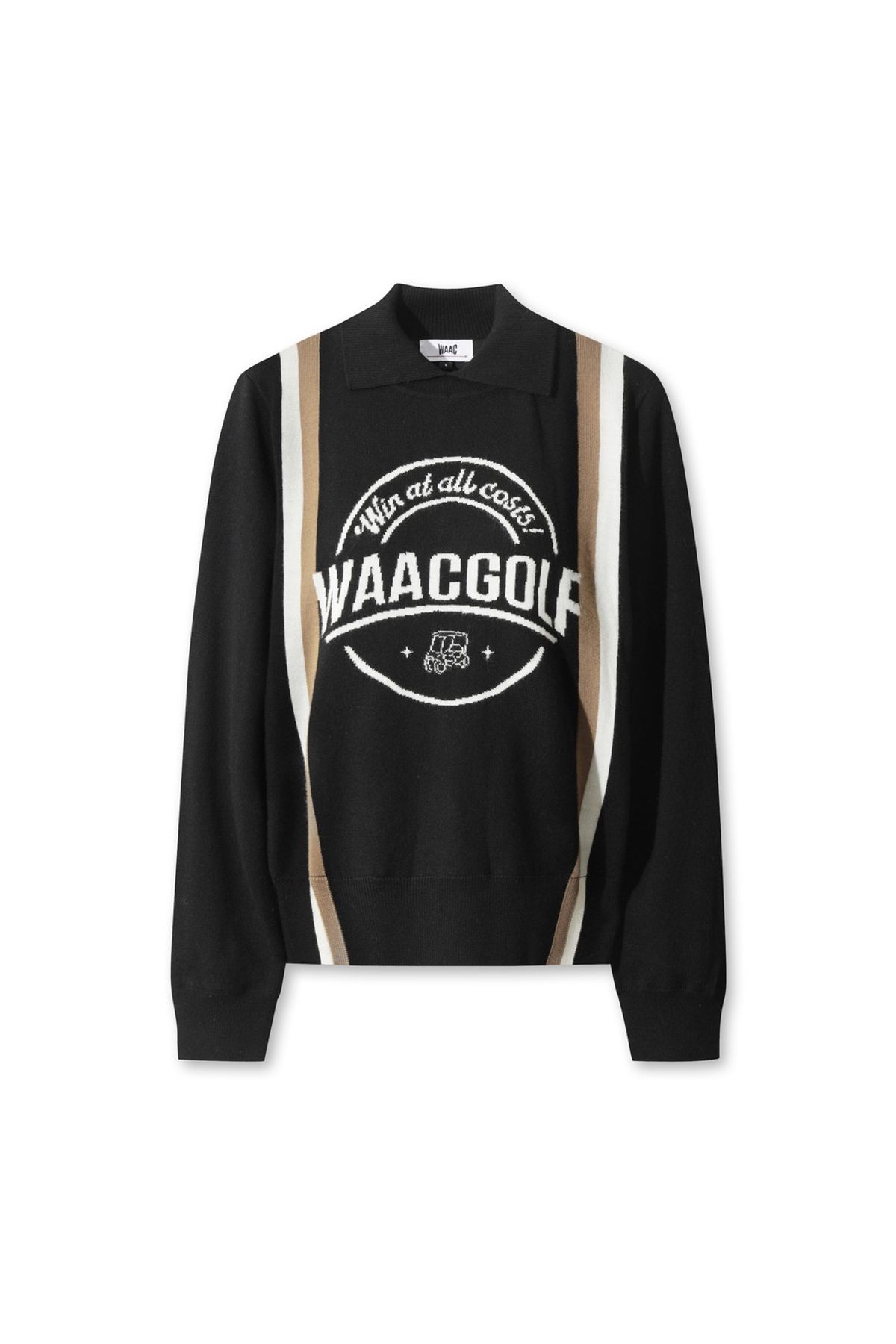 왁(WAAC) Women Cashfeel Stripe Collar Sweater WWWAW25703BKX