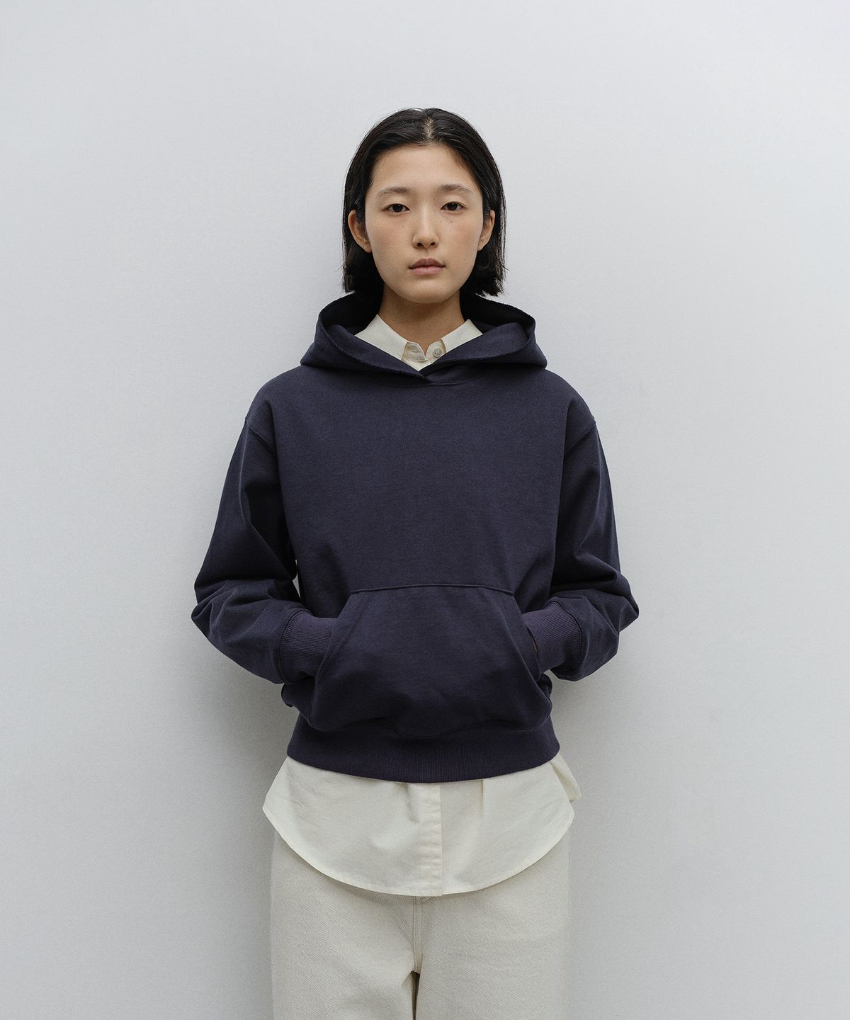 어나더오피스 우먼(ANOTHER OFFICE WOMEN) w. Sewing Hoodie Pullover (Hale navy)