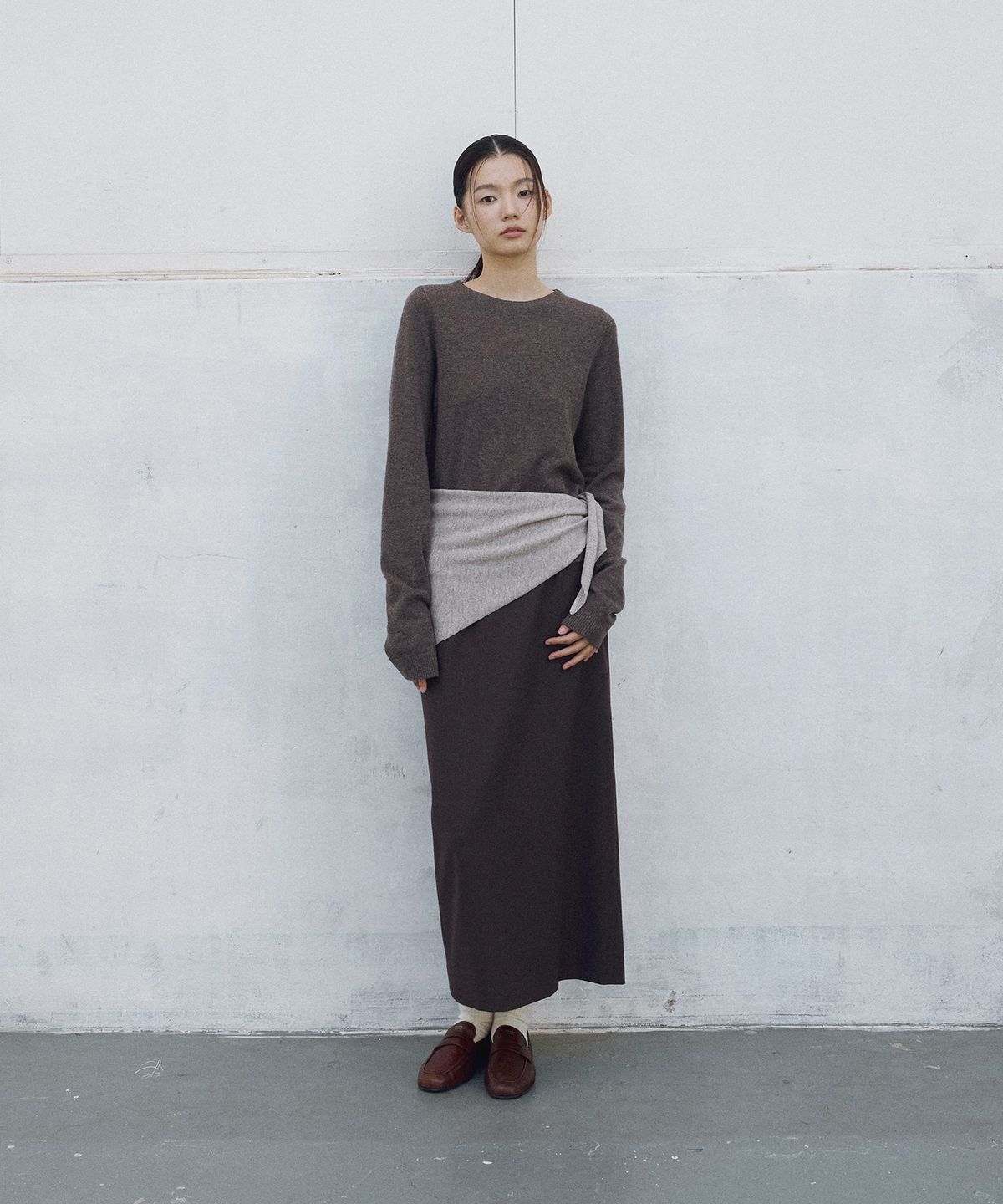 어나더오피스 우먼(ANOTHER OFFICE WOMEN) w. Libre Wool Basqueshirt (Heather brown)