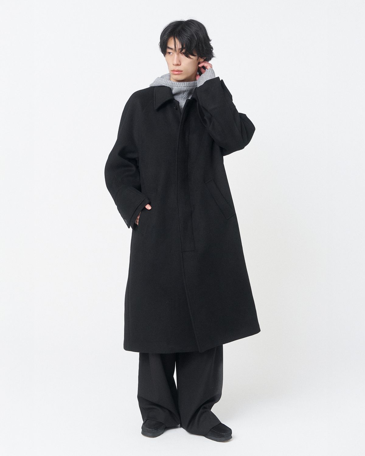 미세키서울 맨(MISEKISEOUL MEN) Wide tap balmacaan coat BLACK