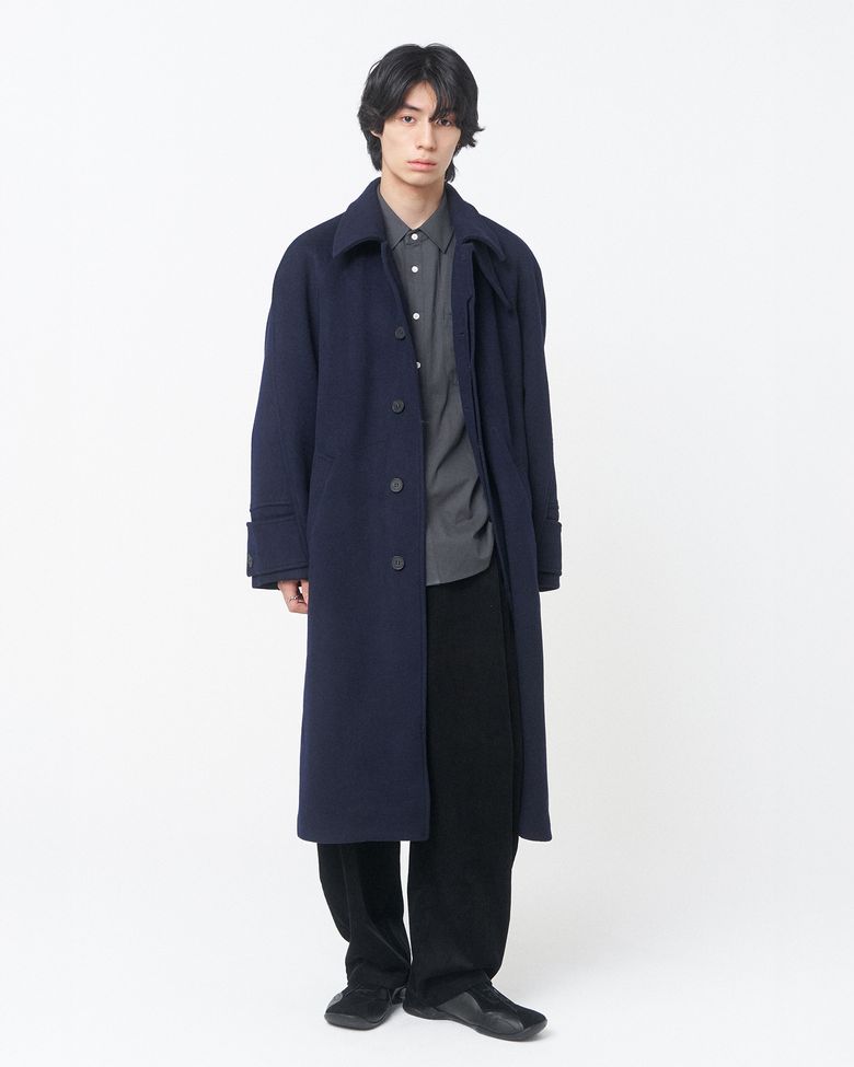 Wide tap balmacaan coat DARK NAVY
