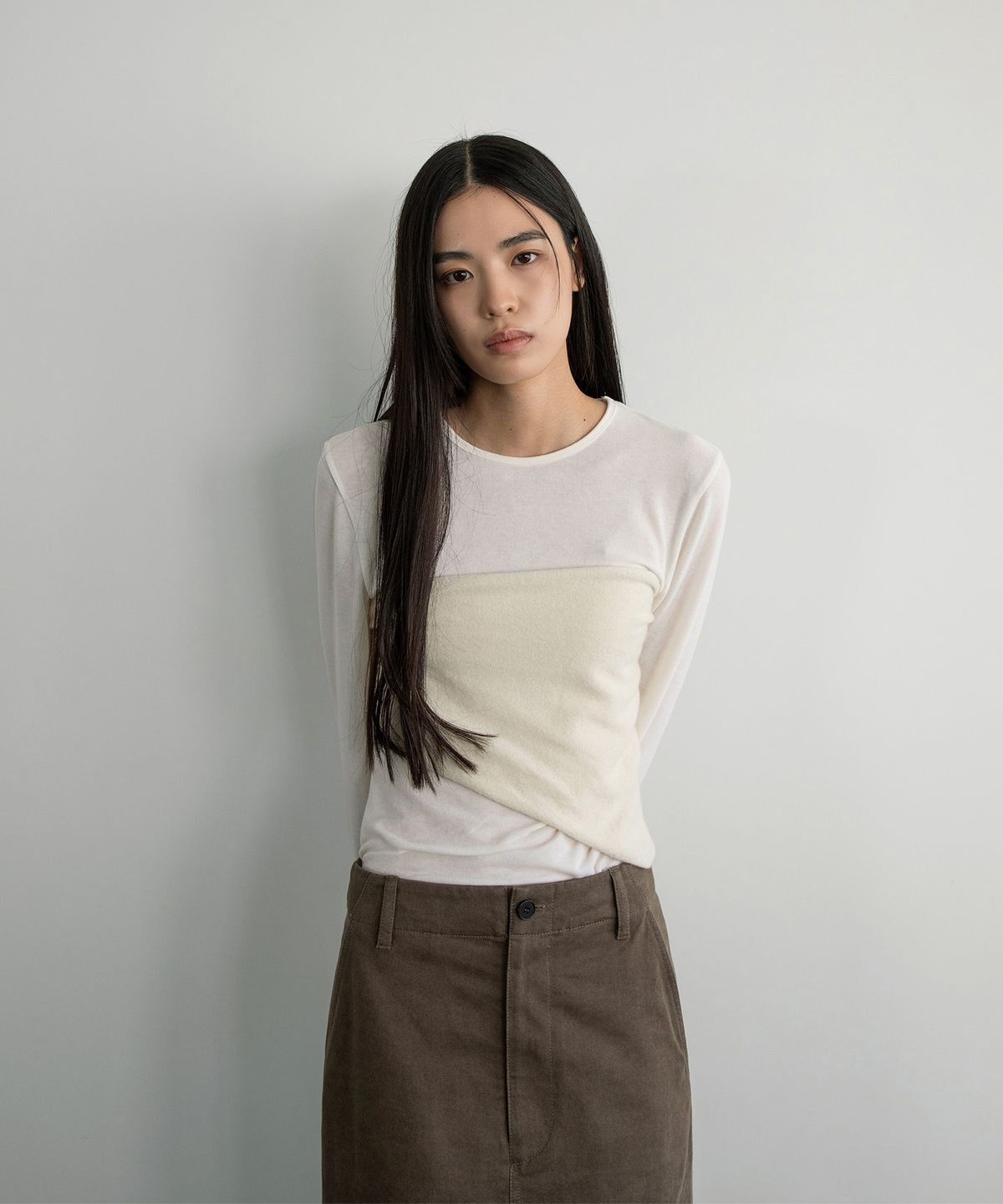 어나더오피스 우먼(ANOTHER OFFICE WOMEN) w. Wool Blend Long Sleeve Tee (Off white)