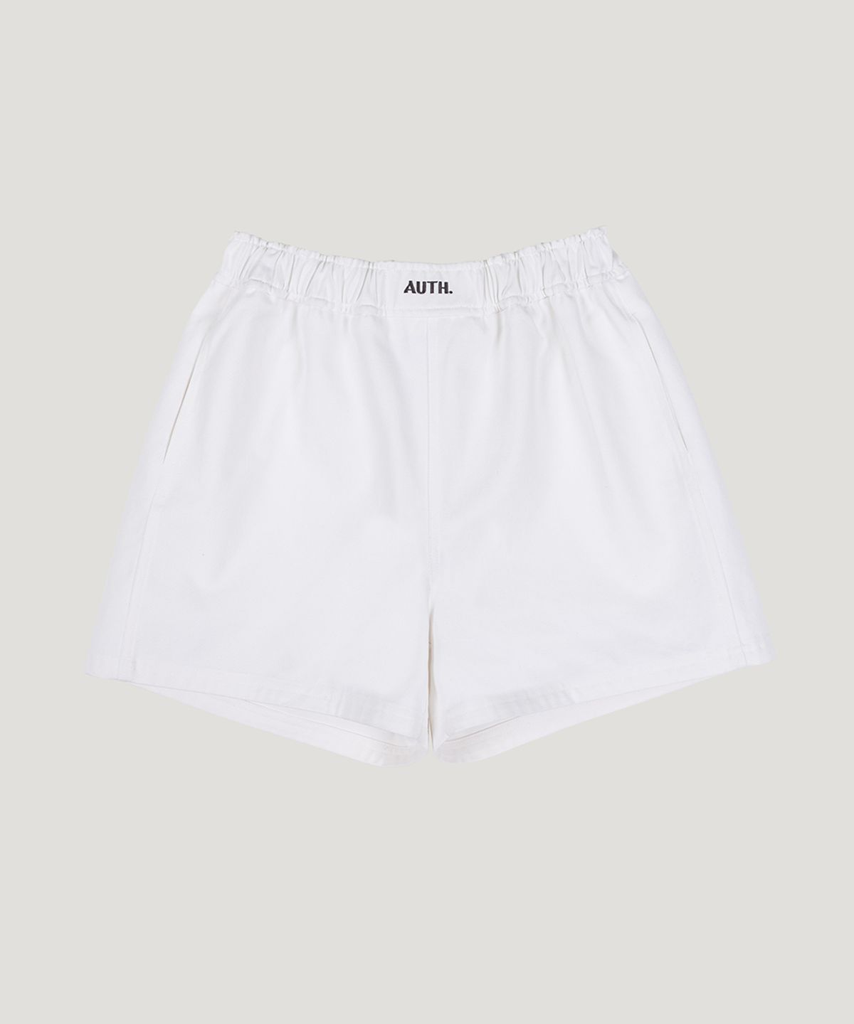 어쓰(AUTH.) 로고 밴딩 코튼 쇼츠 (화이트)
