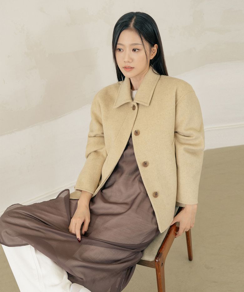 스탠드 칼라넥 하프 울 블렌디드 코트(SBAHCF2)