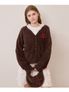 리본 체리 루즈핏 헤어리 가디건 [브라운]