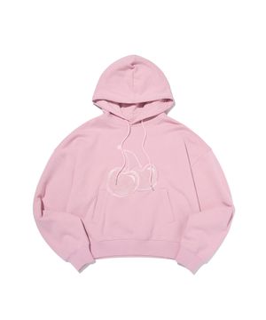 빅 체리 아플리케 기모 후디 [핑크]