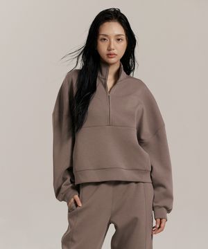 드리프트코어 우먼스 하프집업 탑-브라운