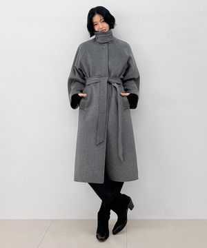 [우먼] 벨티드 발마칸 롱 코트 다크그레이 COWCT001DGRAY