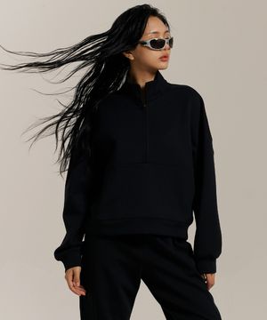 드리프트코어 우먼스 하프집업 탑-블랙