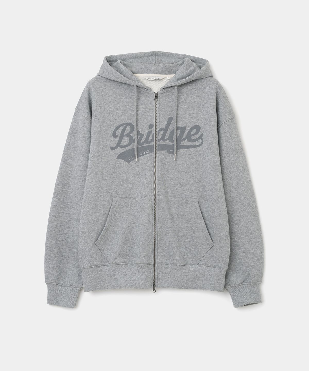 유니폼브릿지(UNIFORM BRIDGE) logo hoodie zip-up melange grey