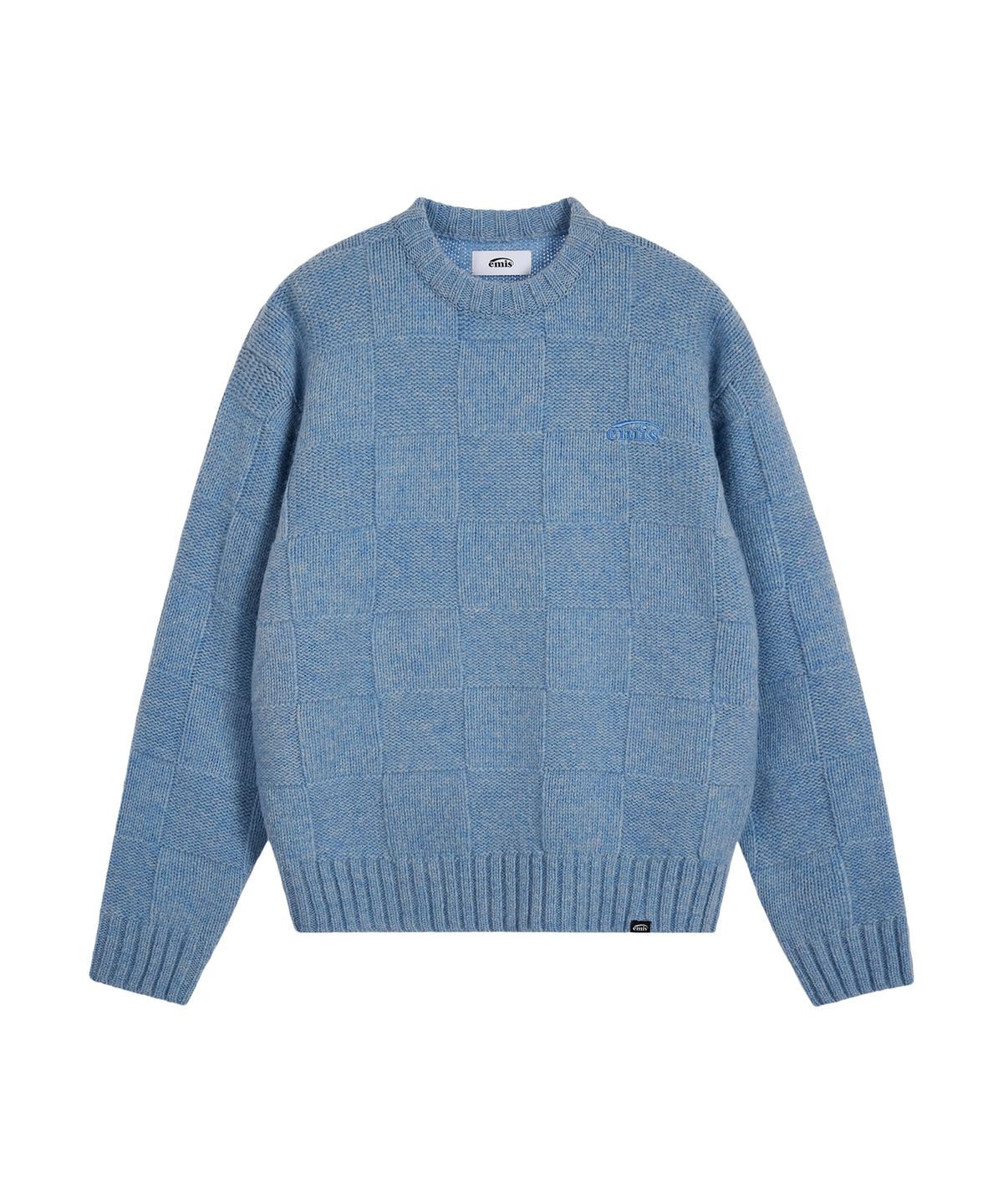 이미스(EMIS) CHECK KNITTED PULLOVER-BLUE
