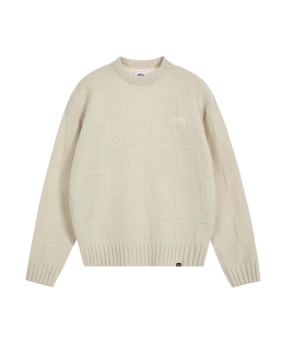 이미스(EMIS) CHECK KNITTED PULLOVER-IVORY