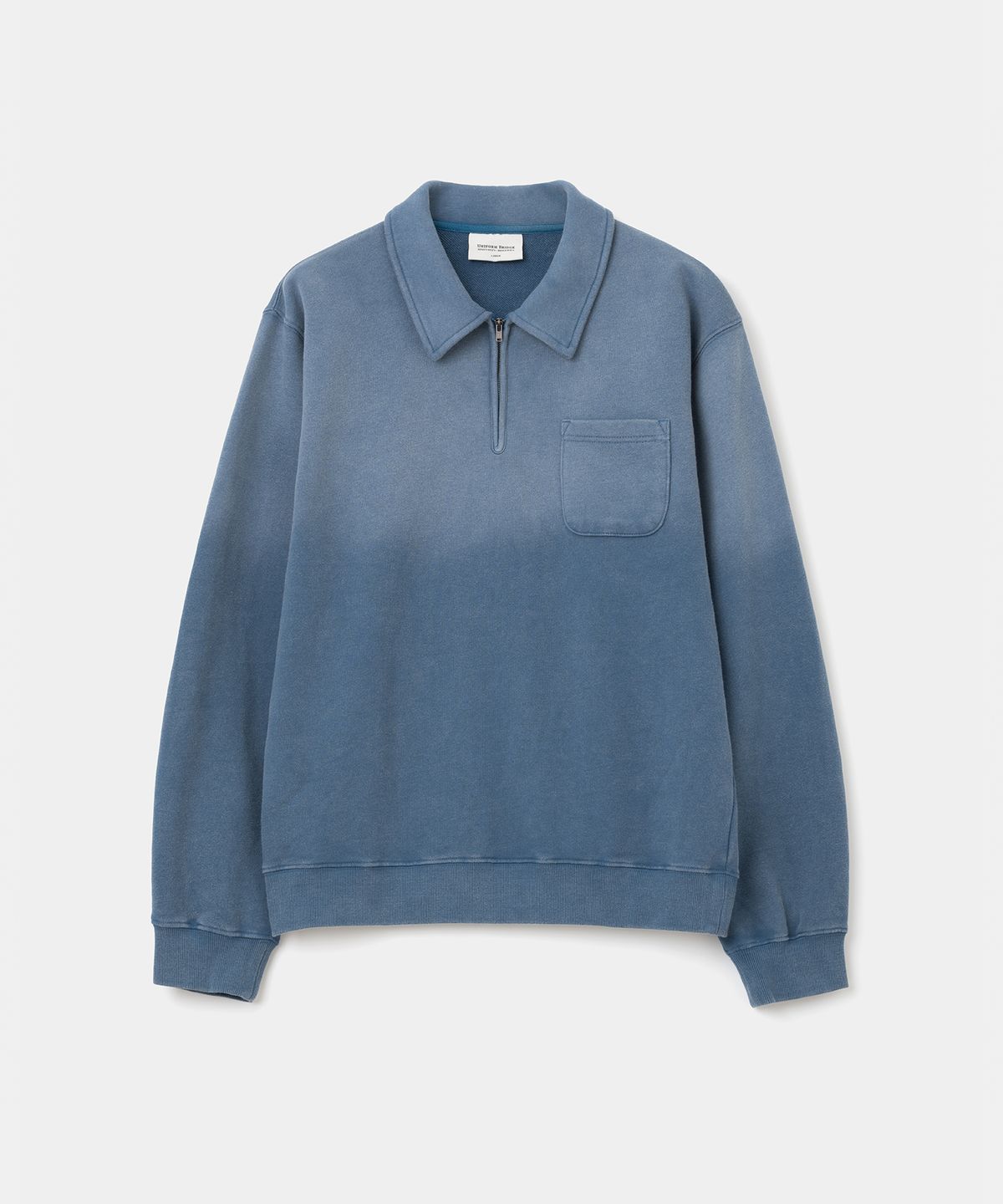 유니폼브릿지(UNIFORM BRIDGE) half zip-up pocket sweatshirt blue