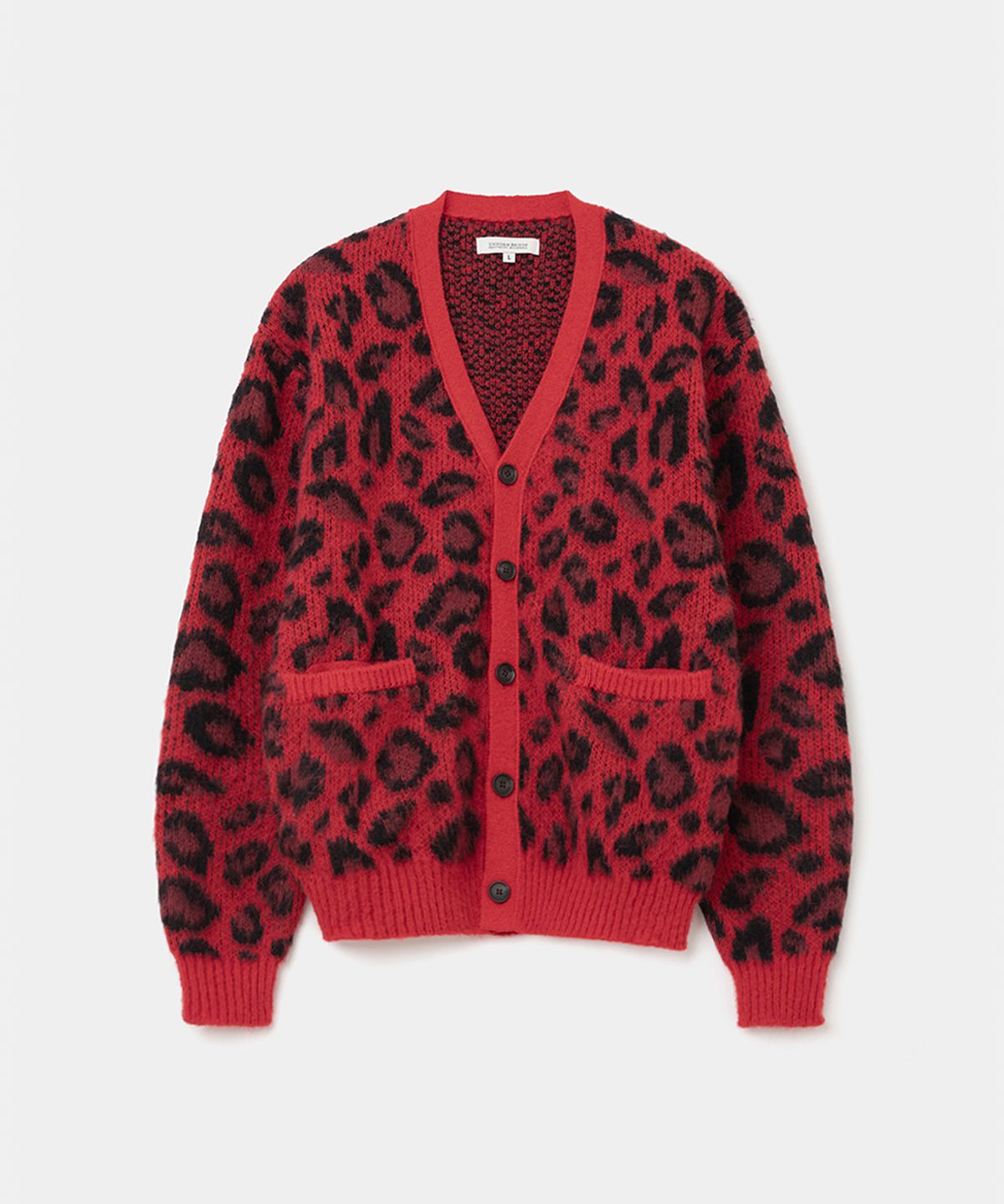 유니폼브릿지(UNIFORM BRIDGE) leopard v-neck cardigan red