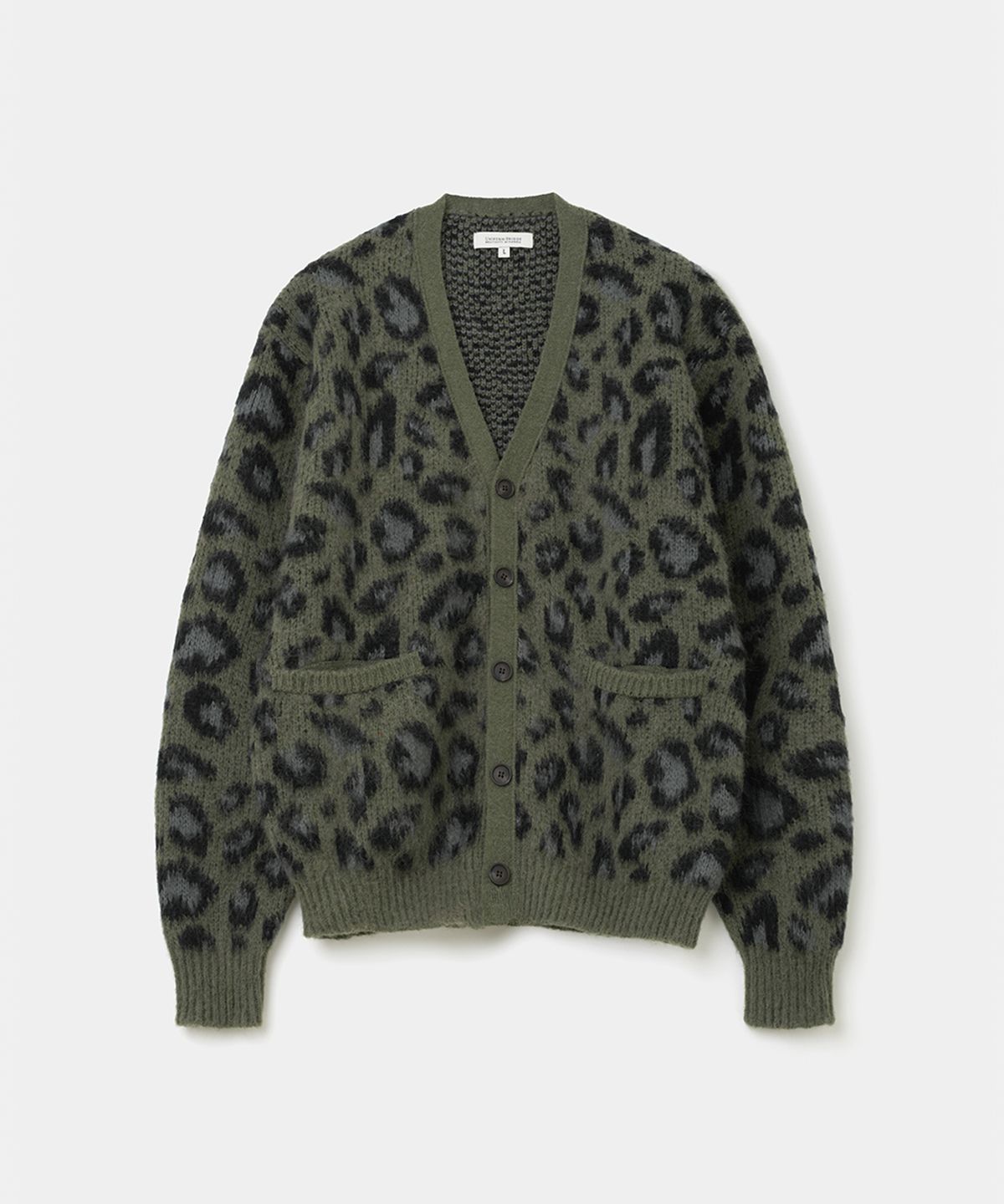 유니폼브릿지(UNIFORM BRIDGE) leopard v-neck cardigan olive