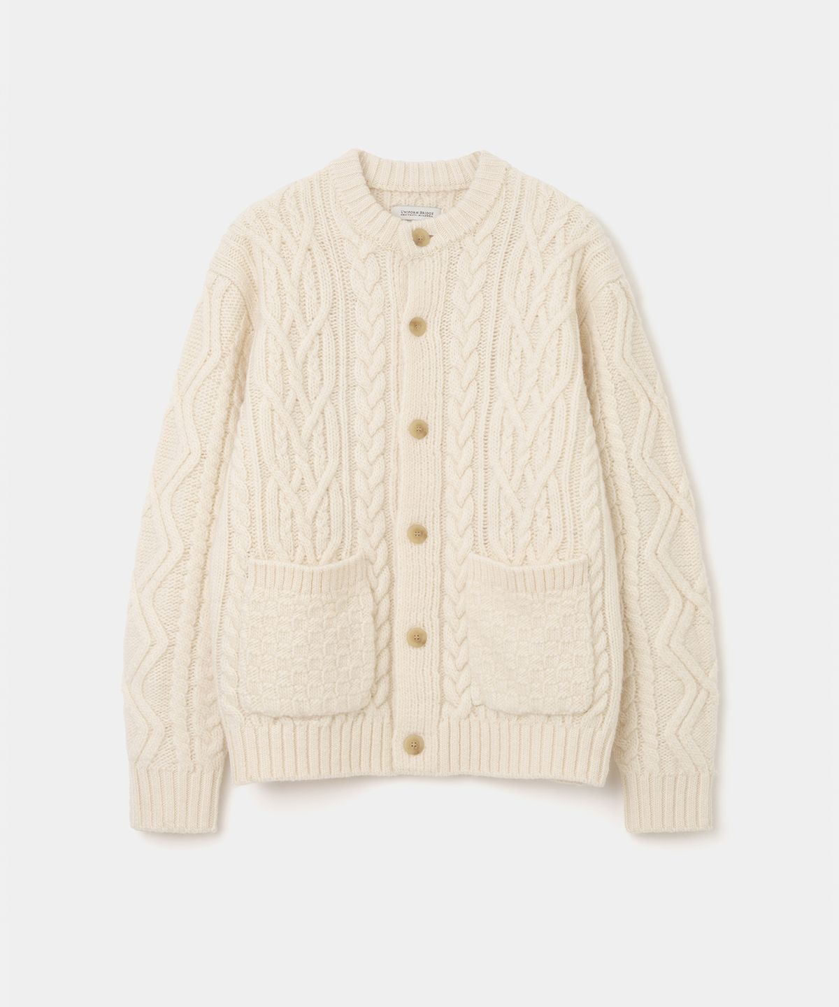 유니폼브릿지(UNIFORM BRIDGE) heavy wool cable cardigan ivory