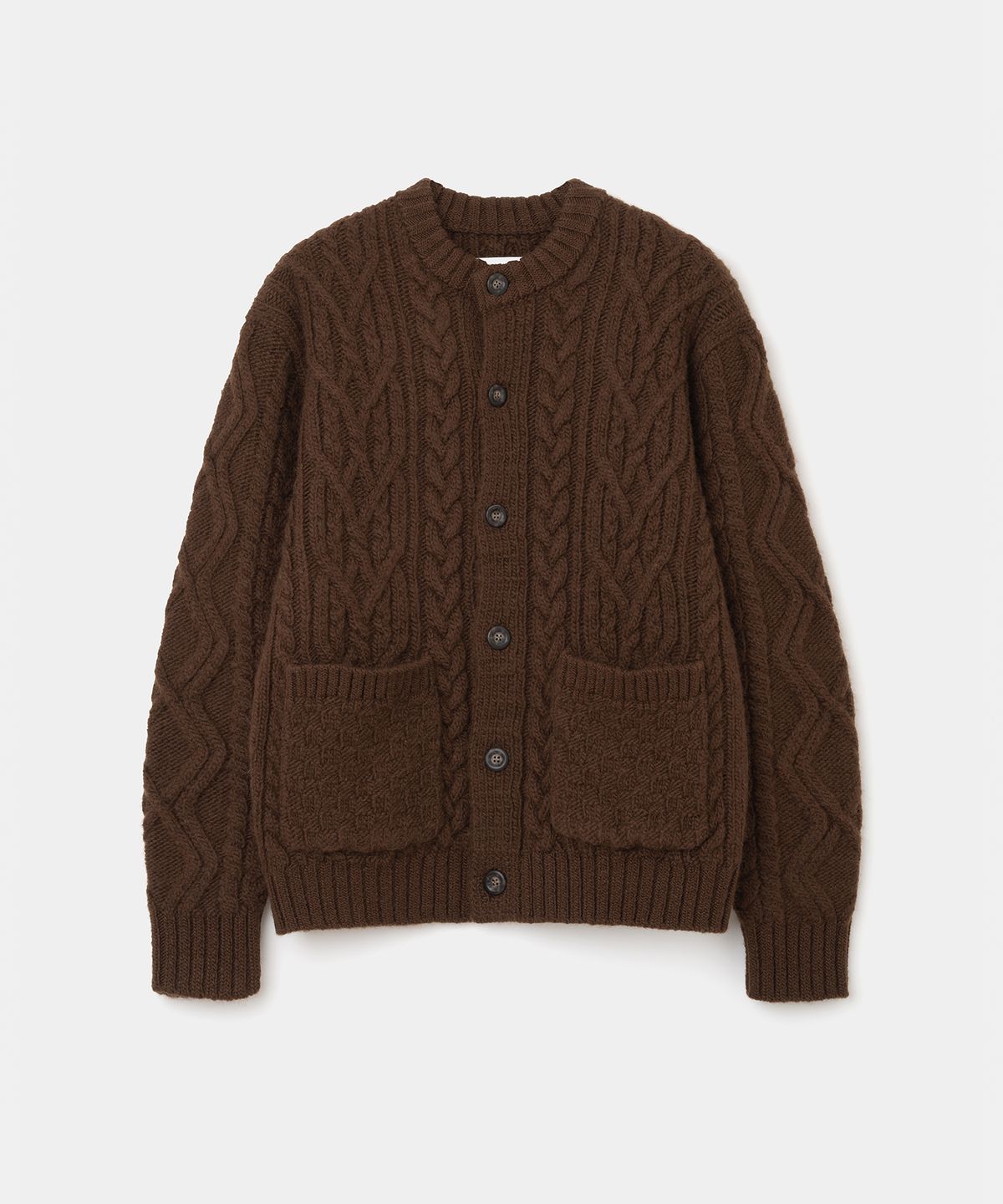 유니폼브릿지(UNIFORM BRIDGE) heavy wool cable cardigan brown
