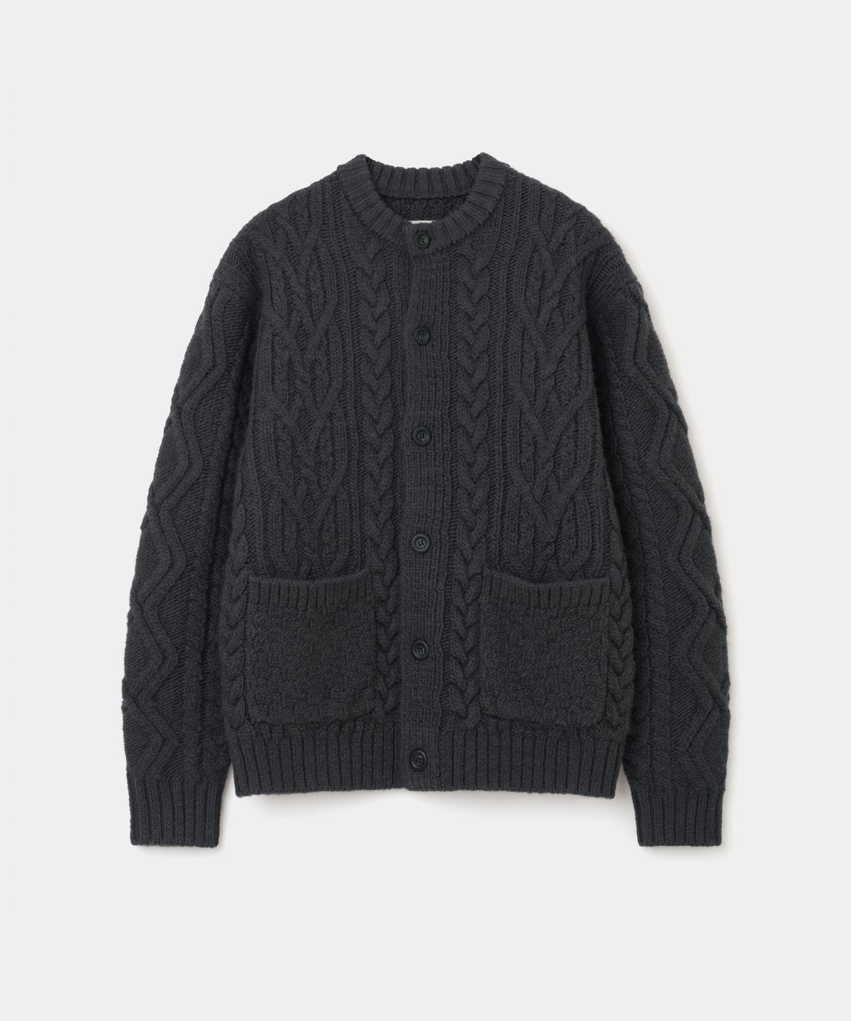 유니폼브릿지(UNIFORM BRIDGE) heavy wool cable cardigan charcoal