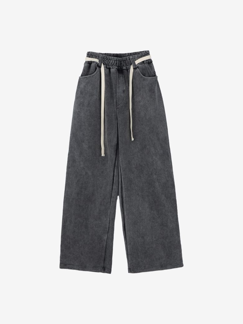 스노우 데님 와이드 팬츠 (Washed Black)