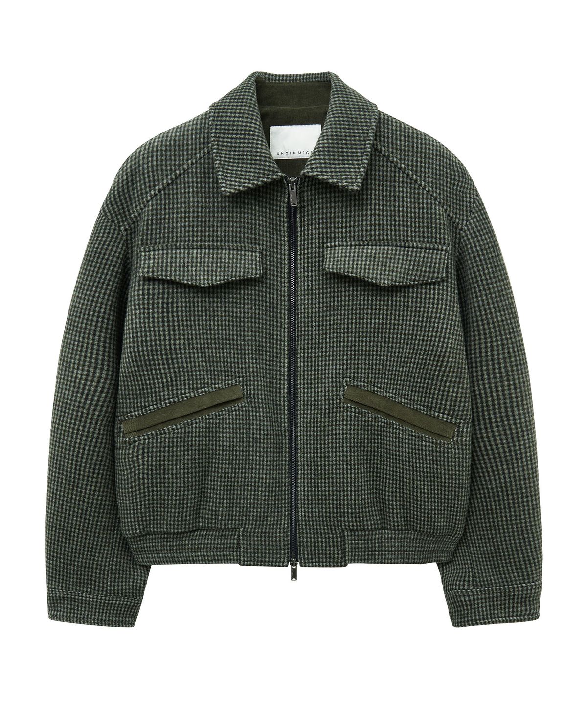 언지미크(UNGIMMICK) HOUNDSTOOTH WOOL BLOUSON (OLIVE)