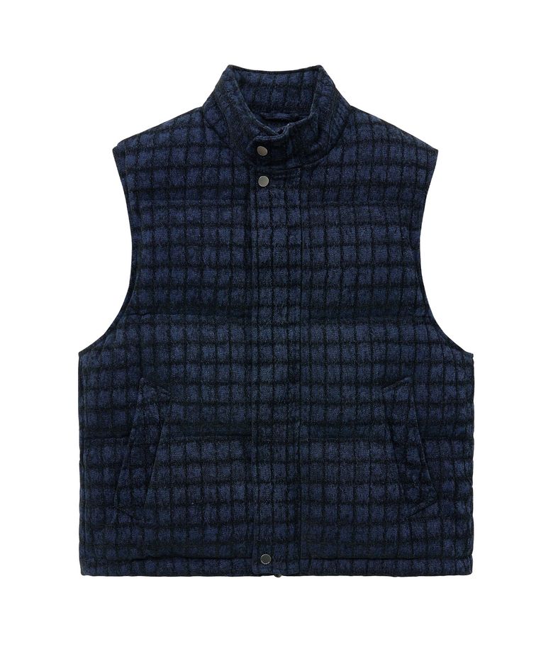 CHECK PATTERN DOWN VEST (INDIGO)