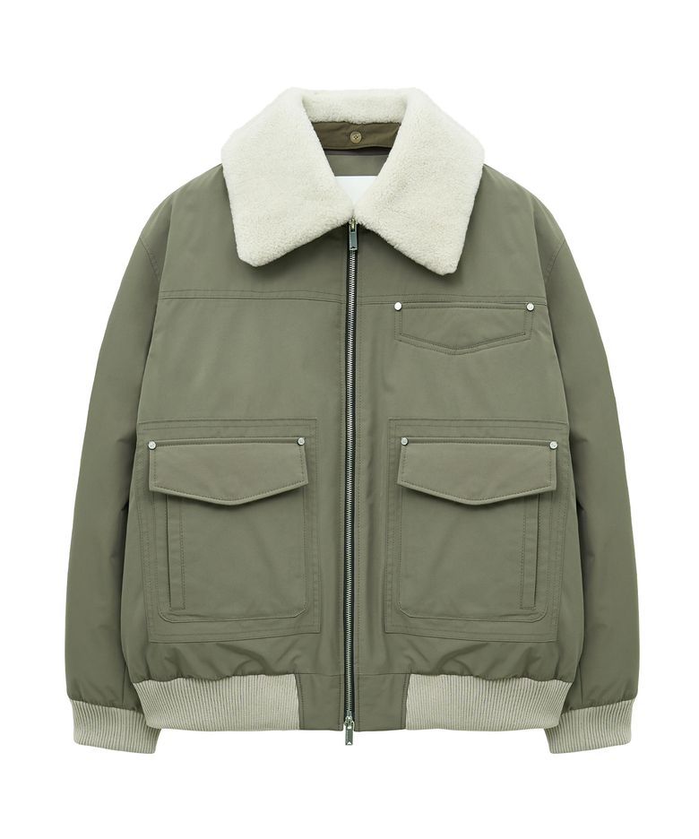 SHEARLING COLLAR DOWN JACKET (KHAKI)