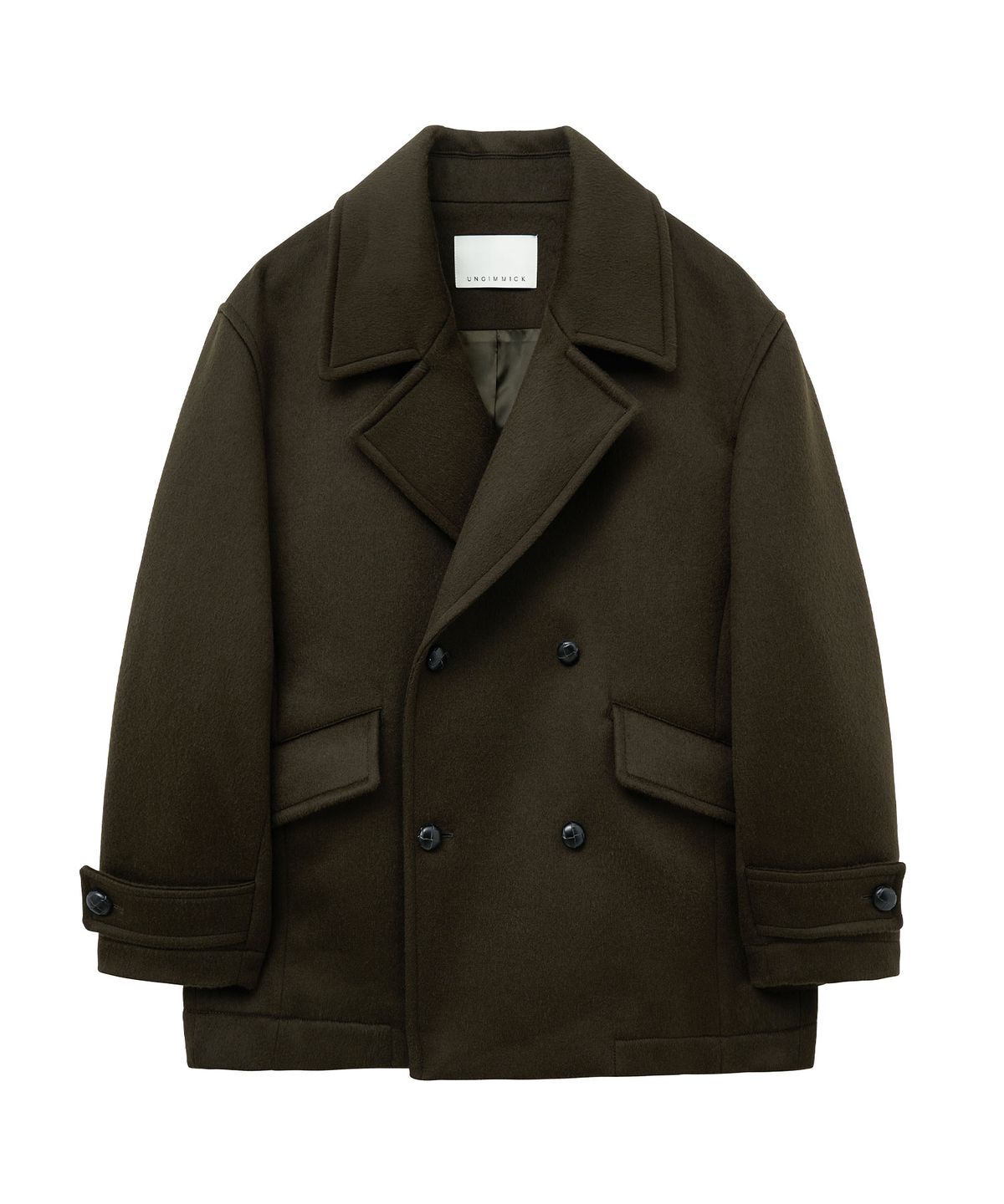 언지미크(UNGIMMICK) DOUBLE BREASTED PEA COAT (KHAKI)