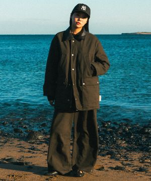 Two-Tone Collar Padded Work Jacket (BROWN)