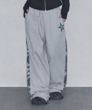 스타 패치 배색 스웻 팬츠 멜란지
