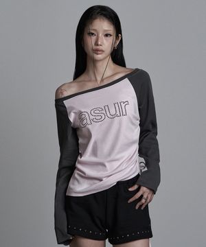 AU 보트넥 셔링 롱슬리브 핑크