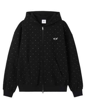 CRYSTAL DOT HOODIE ZIP UP - BLACK