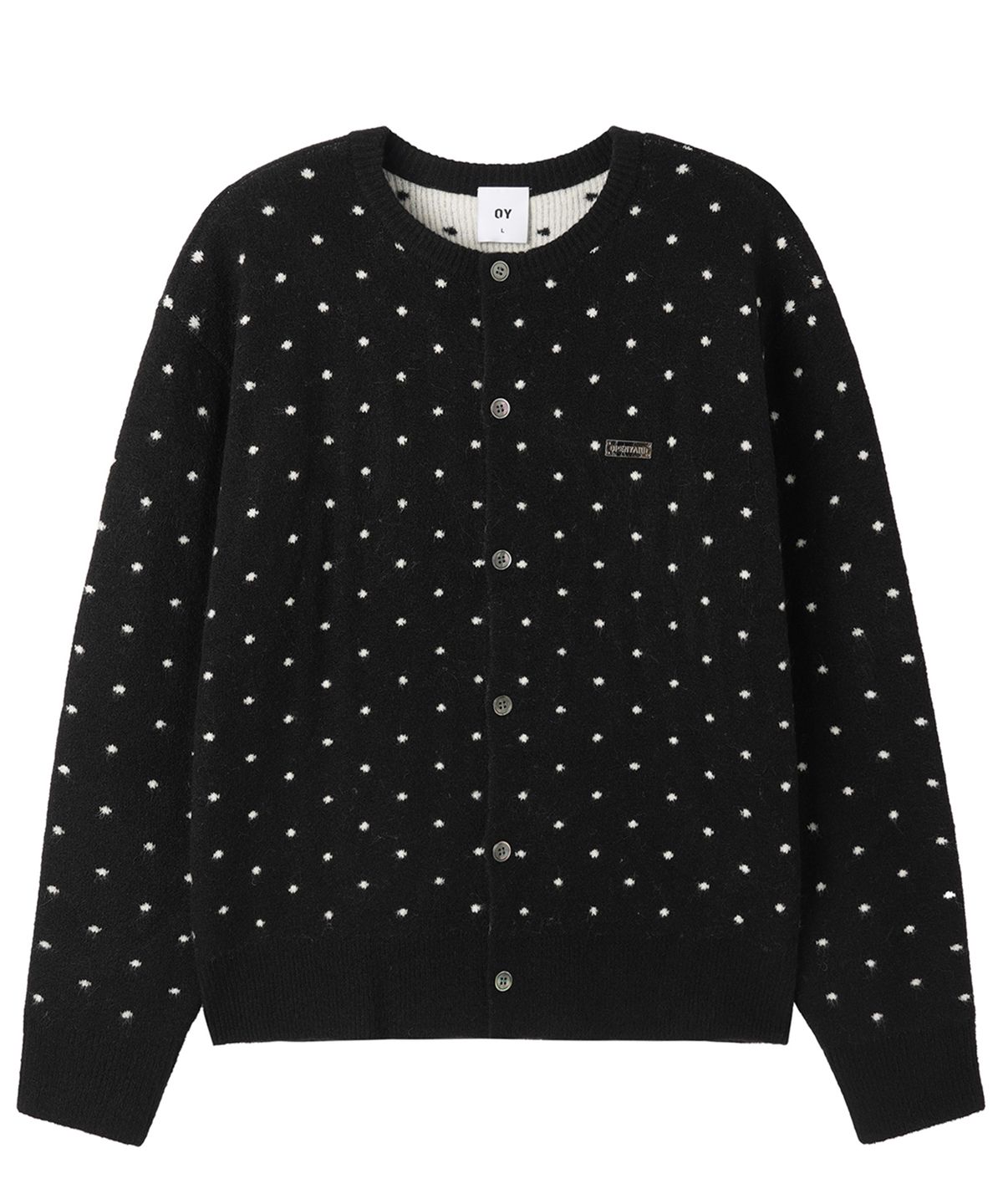 오픈야드(오와이)(OPENYARD(OY)) TINY DOT KNIT CARDIGAN - BLACK