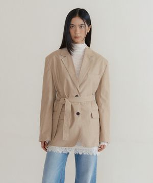 Suede Belted Overfit Jacket (beige)