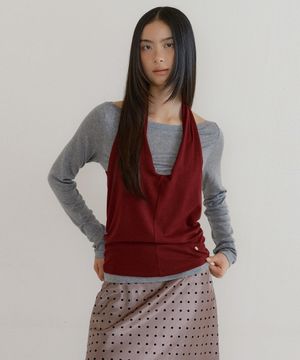 Cowl Tank & Boatneck Top Set (burgundy)