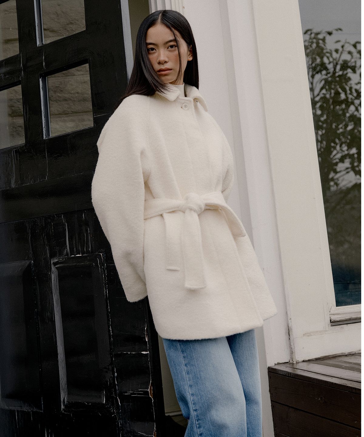 루시르주(LUCIR ZU) Alpaca Wool Half Coat (ivory)