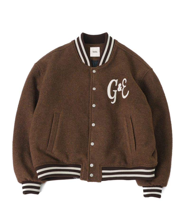 Wool Boucle Varsity Jacket (brown)