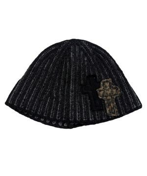 Tone on Tone Cross Beanie ((black))
