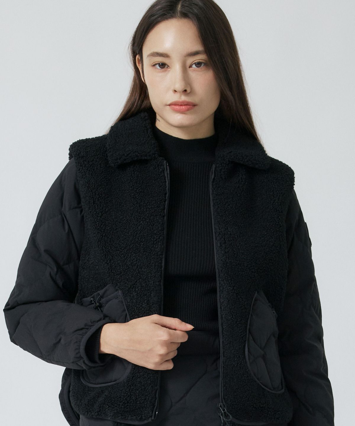 하이퍼리트(HYPERREET) 여성 머스코비 퍼배색 점퍼 [매트 블랙]_HE4JP530