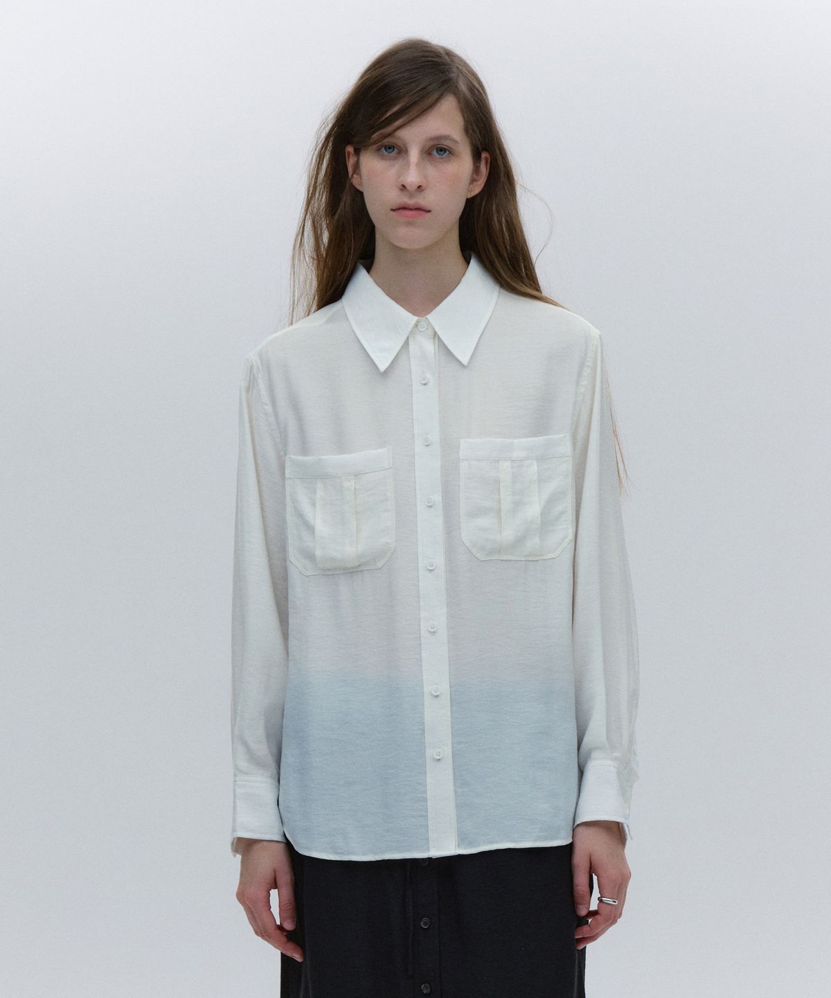 솔티페블(SALTY PEBBLE) SOFT TWILL POCKET SHIRT [IVORY]