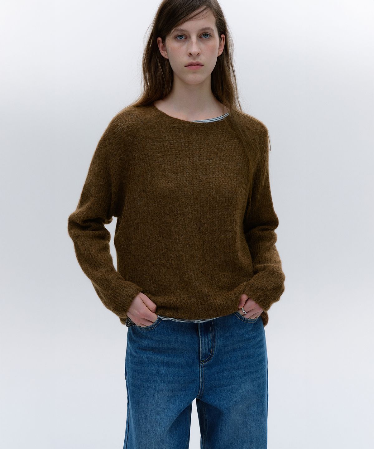 솔티페블(SALTY PEBBLE) MOHAIR LOOSE-FIT KNIT [BROWN]