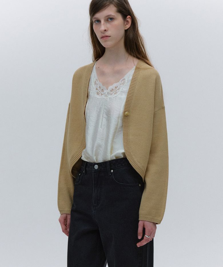 KNIT BOLERO CARDIGAN [BEIGE]