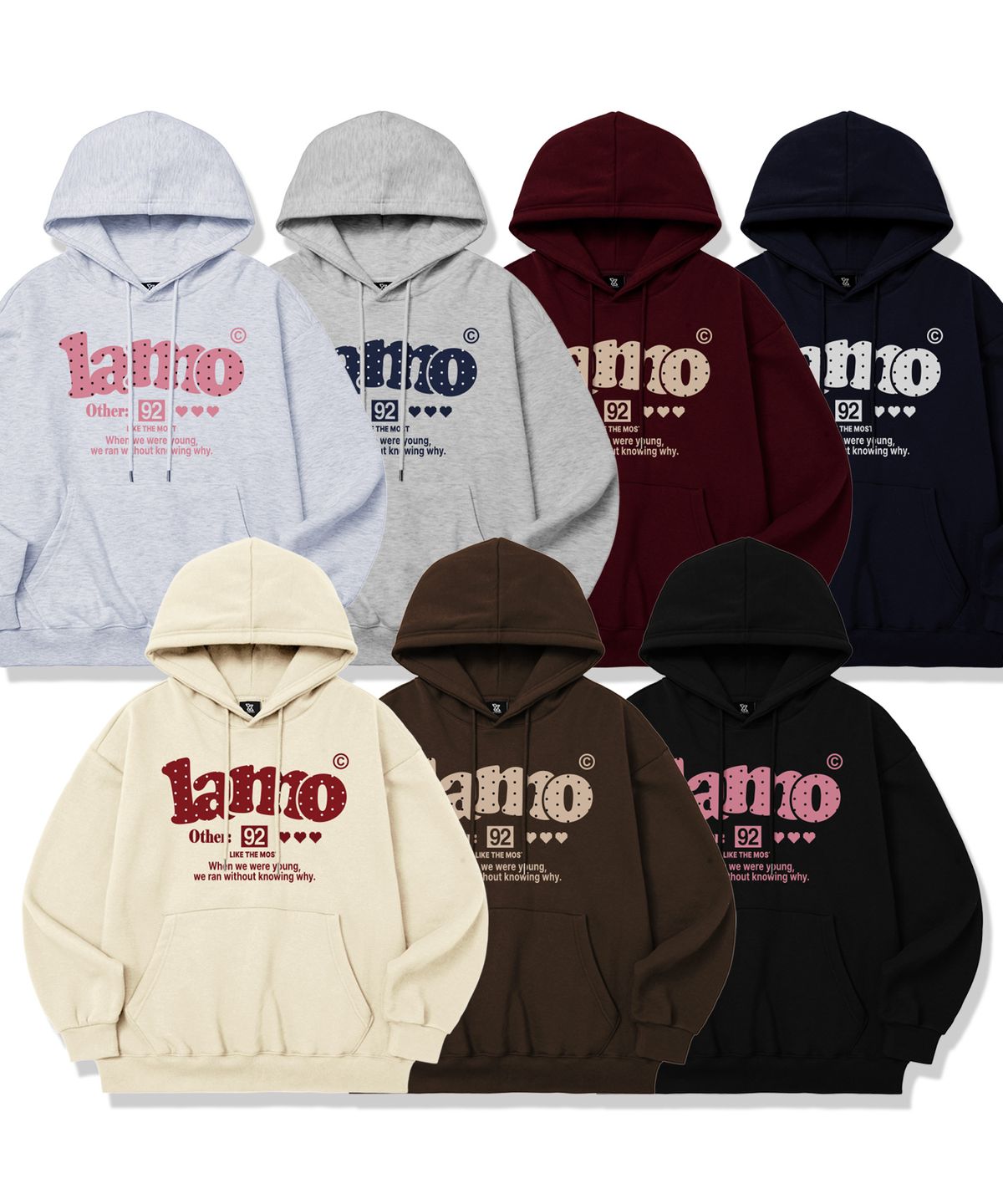 라이크더모스트(LIKE THE MOST) [기모추가 ] 도트라모 하트하트 후디_7colors