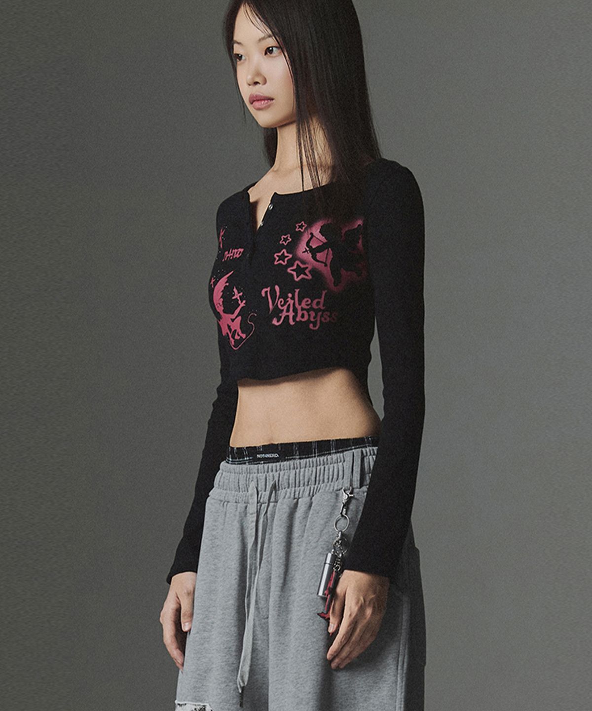 낫포너드(NOT4NERD) W 2 Angel Hotfix Henley Neck Long Sleeve - Black
