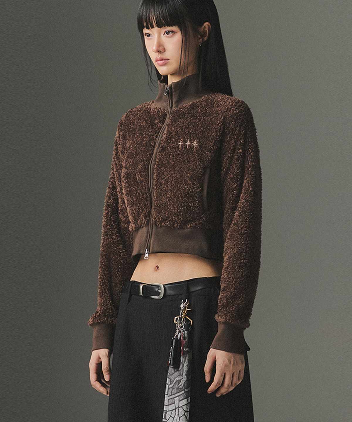 낫포너드(NOT4NERD) W Chasm Eye High Neck Boucle Zip Up - Brown