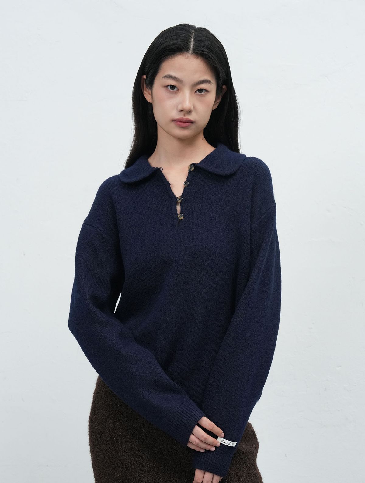 제너럴아이디어(GENERALIDEA) 루즈핏 라운드 카라 풀오버 [NAVY] / WBE4L05535