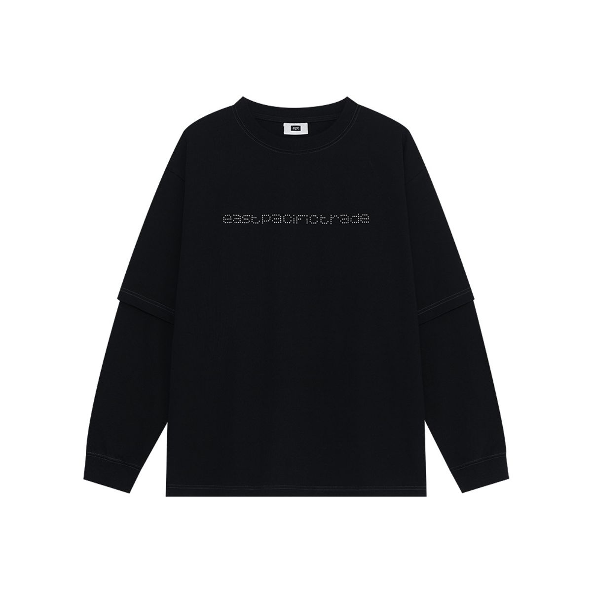 이피티(EPT) STUDDED LOGO LAYERED LONG SLEEVE (BLACK)