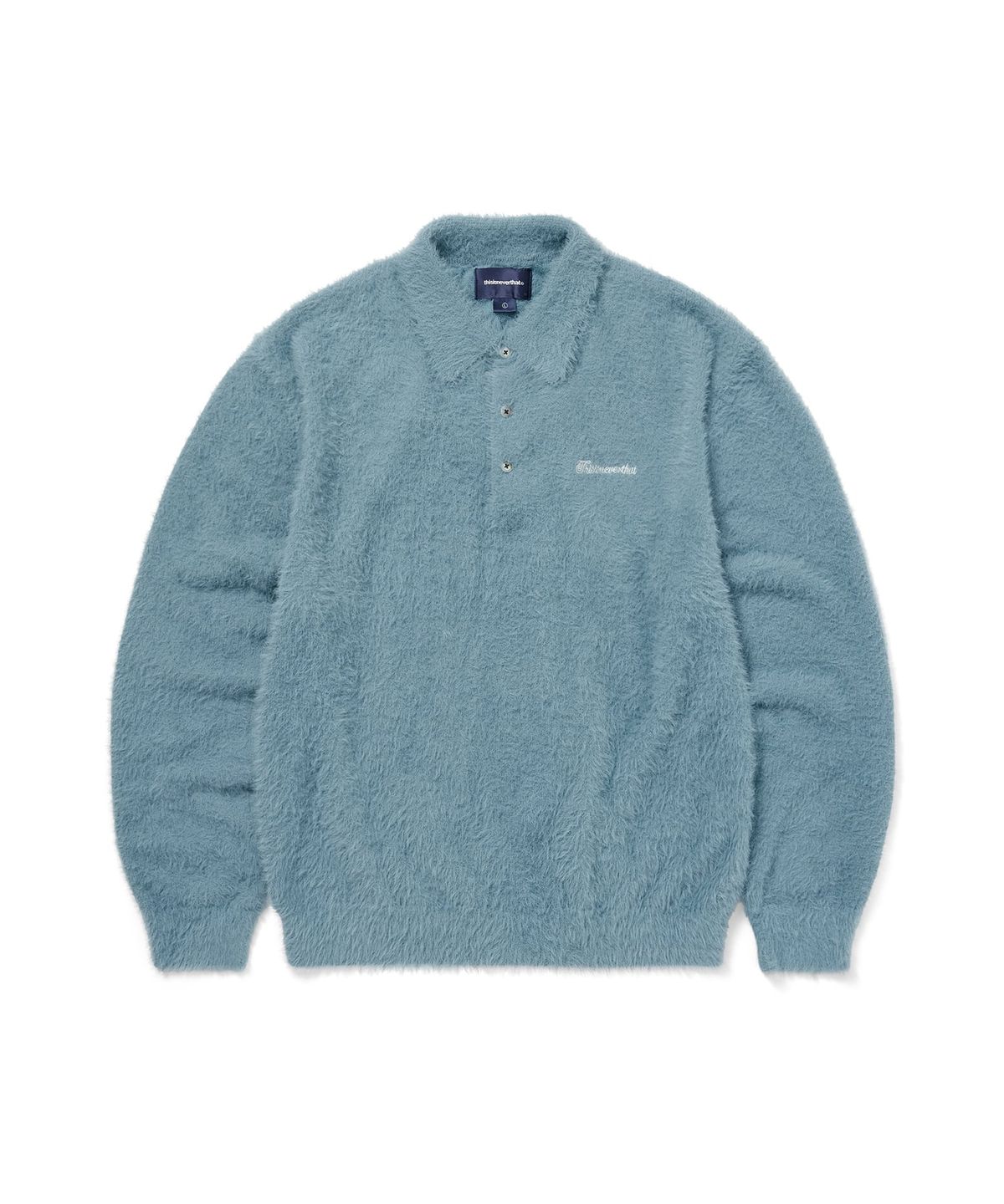 디스이즈네버댓(THISISNEVERTHAT) SCT-Logo Shaggy Knit Polo Light Blue